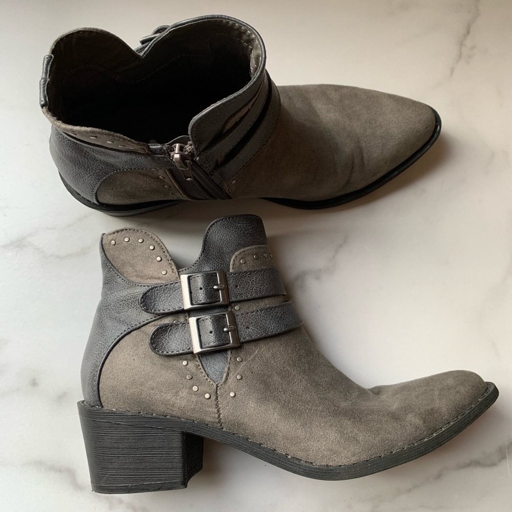 MIA HENRIETTA WESTERN BOOTIES HEELED ANKLE BOOTIES GRAY SIZE 7